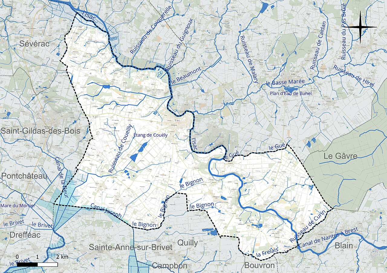 Réseau hydrographique de Guenrouet.